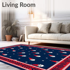 Navy Red Santa Claus Snowflakes Border Rug