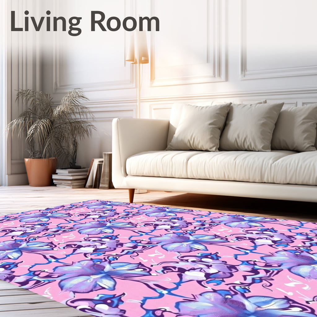 Pink Lilac Floral Swirl Rug