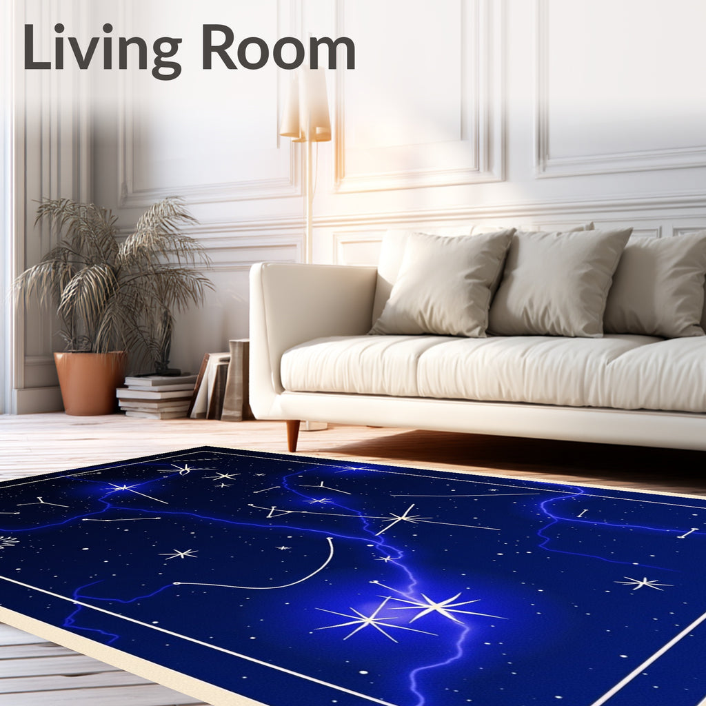 Cosmic Electric Blue Starry Night Rug