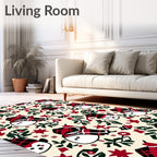 Festive Red Plaid Snowman Foliage Rug