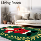 Festive Santa Star Wreath Red Green Rug