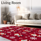 Red Christmas Santa Snowflakes Rug