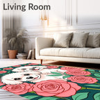 Happy Puppies Pink Rose Garden Rug