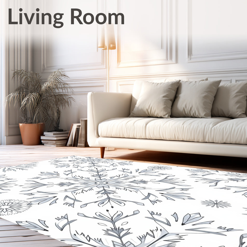 Gray Floral Medallion Tile Rug