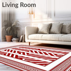 Bold Crimson Jagged Stripe Frame Rug
