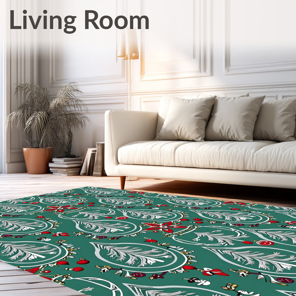Emerald Green Christmas Tree Garland Rug