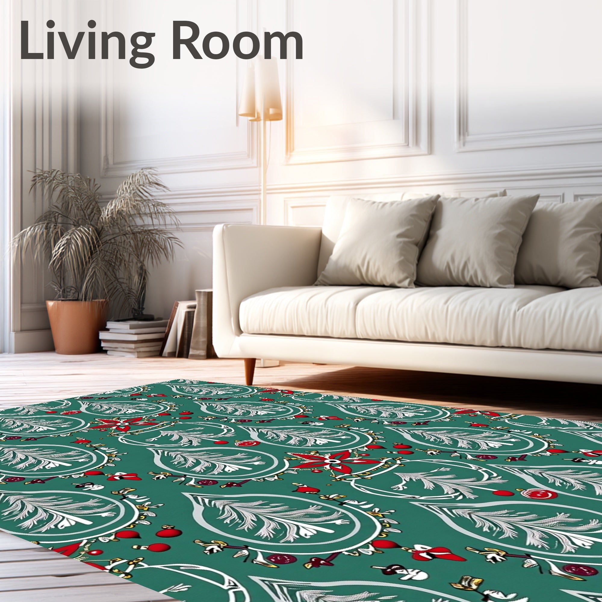 Emerald Green Christmas Tree Garland Rug