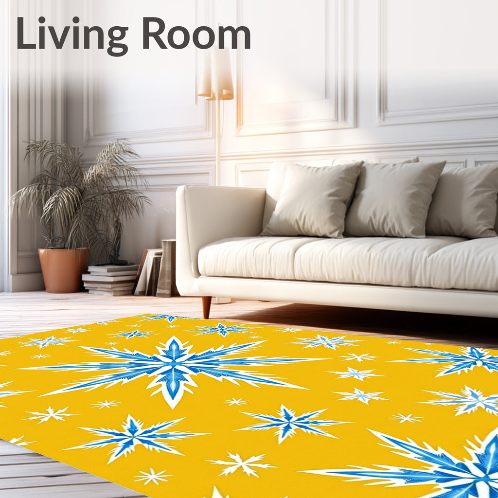 Blue Iceflake Sunburst Scatter Rug