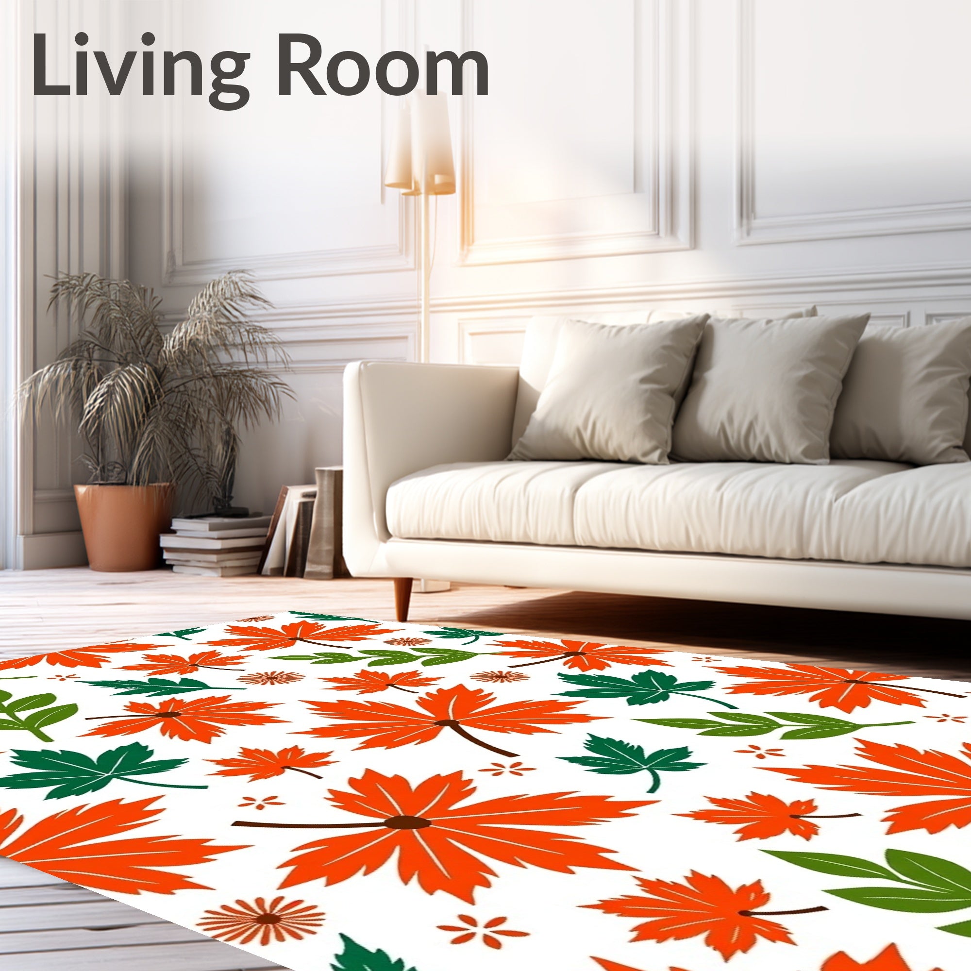 Autumn Maple Leaf Botanical All Over Rug