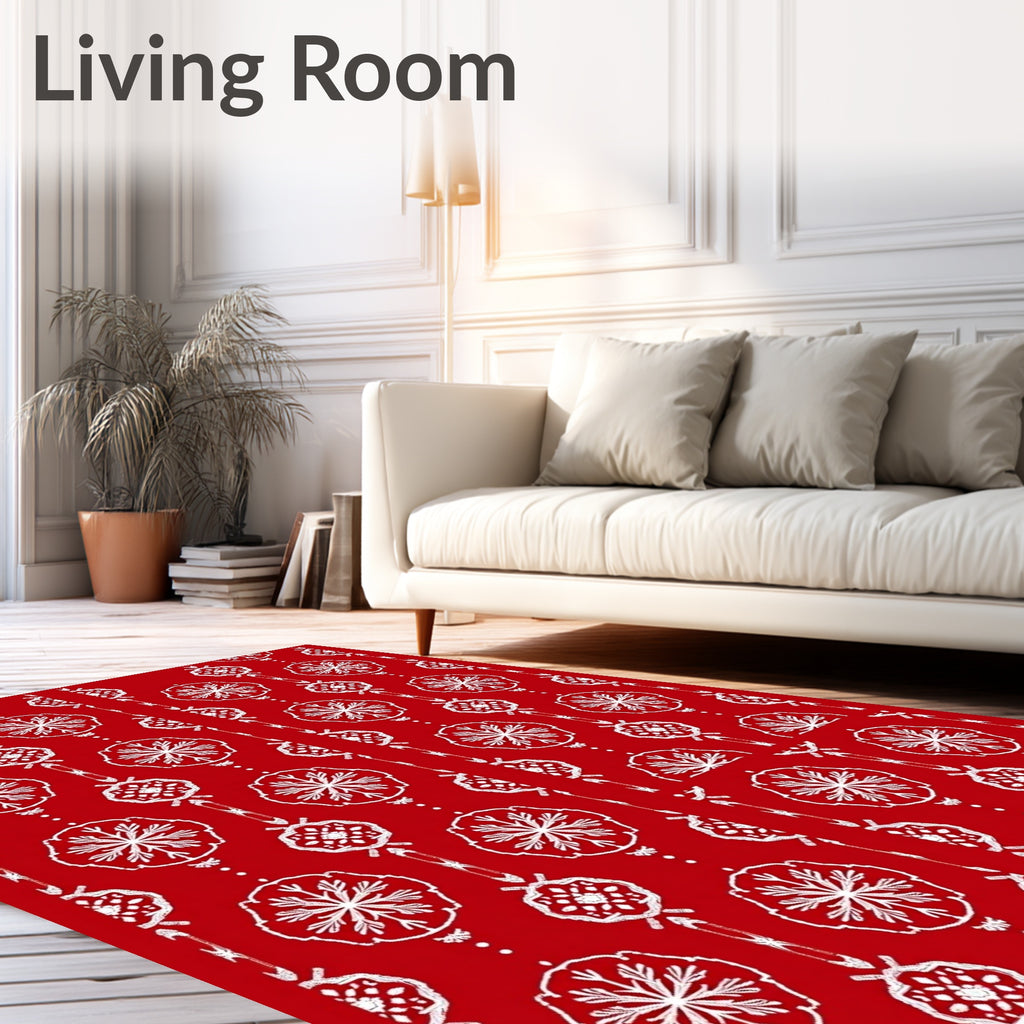 Crimson White Floral Medallions Rug