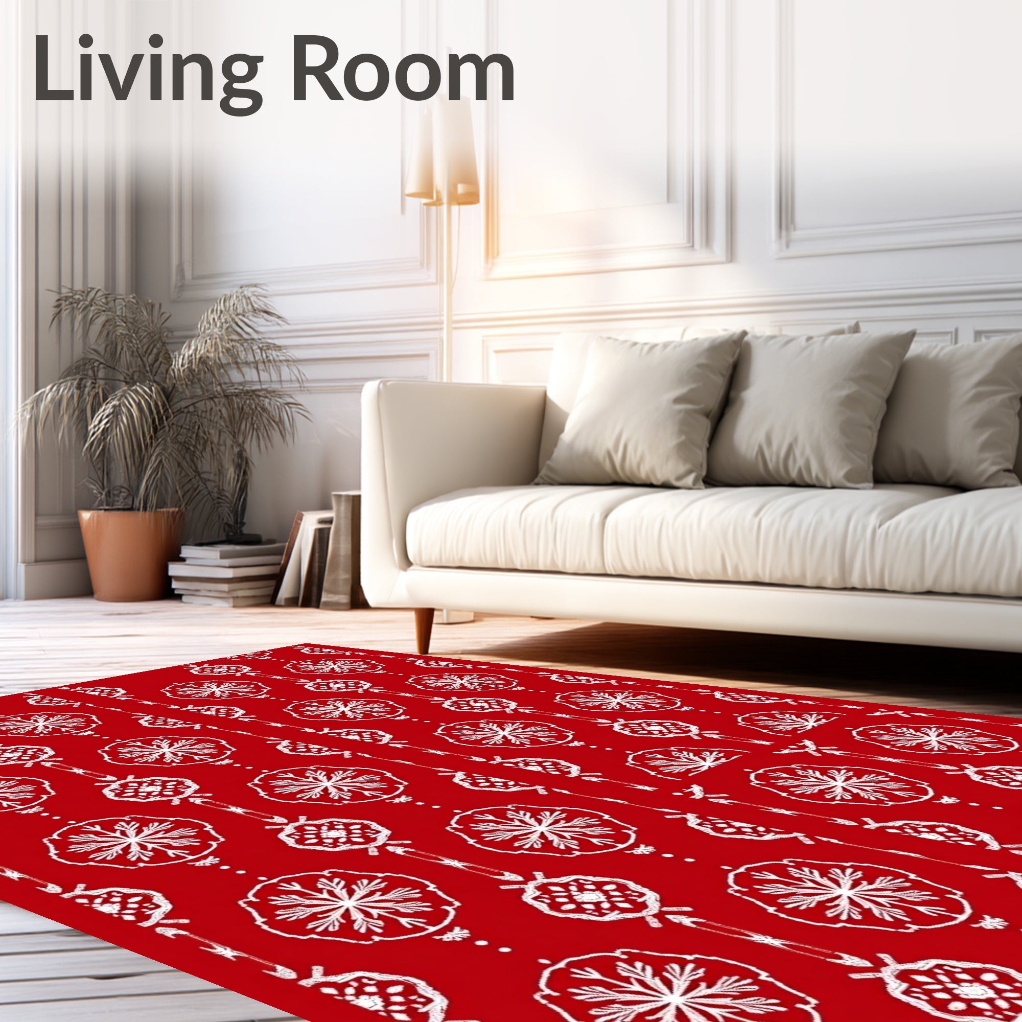 Crimson White Floral Medallions Rug