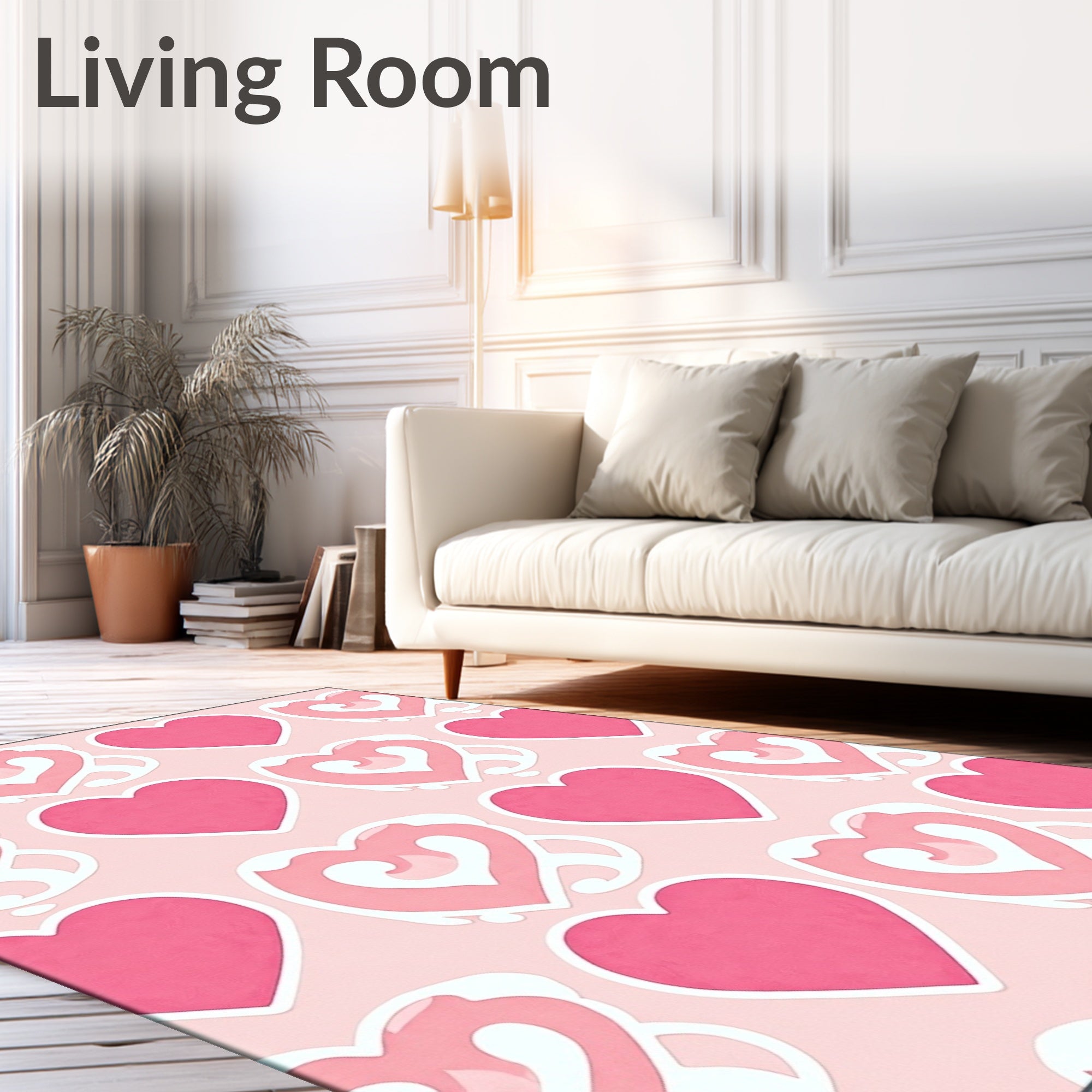 Pink Hearts Repeating Pattern Rug