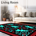 Nordic Folk Art Tree Motif Rug