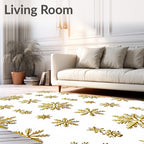 Golden Snowflake Allover Contemporary Rug