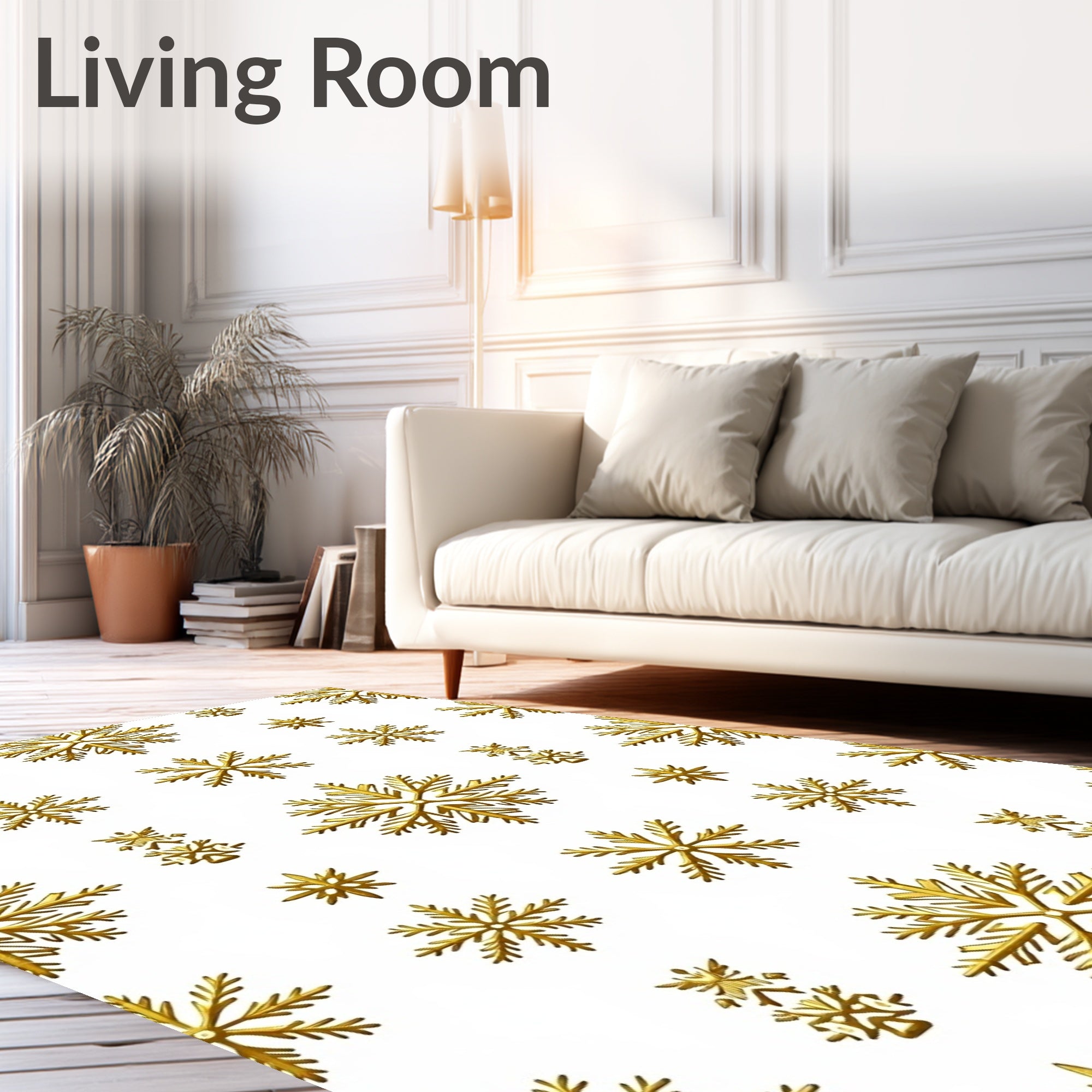 Golden Snowflake Allover Contemporary Rug