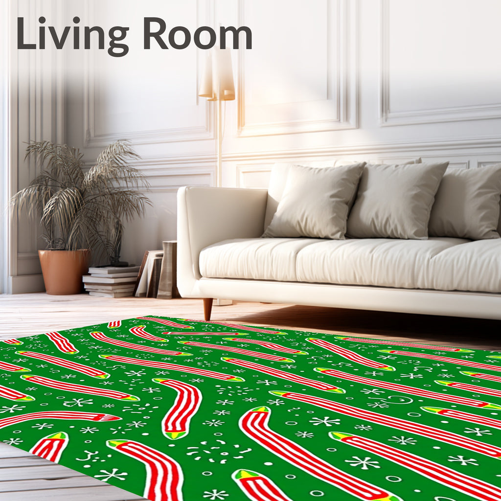 Green Red Candy Cane Collection Rug