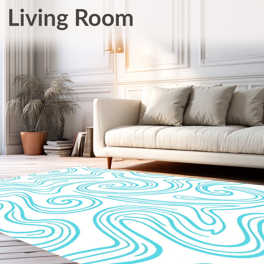 Turquoise Swirl Abstract Flow Rug