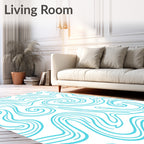 Turquoise Swirl Abstract Flow Rug