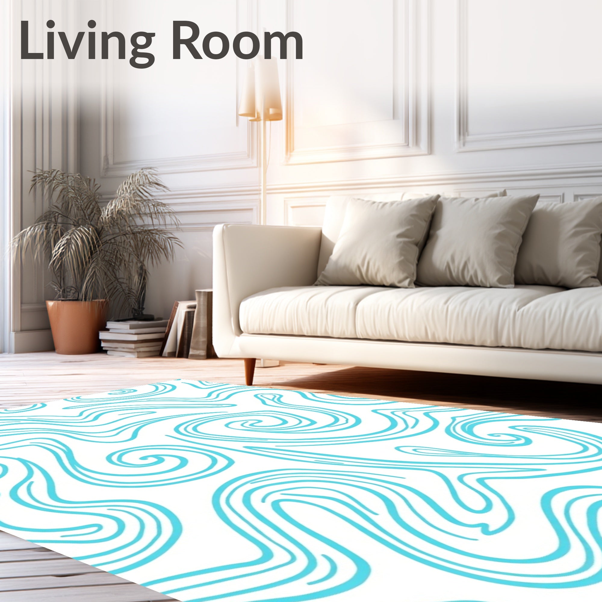 Turquoise Swirl Abstract Flow Rug