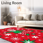 Happy Holiday Elf Red Snowflake Rug