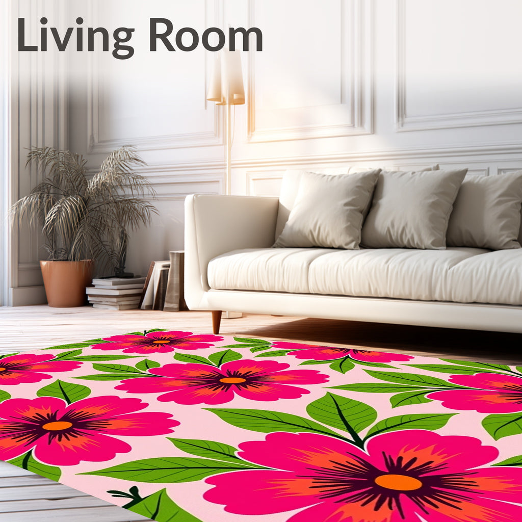 Vibrant Fuchsia Tropical Bloom Rug