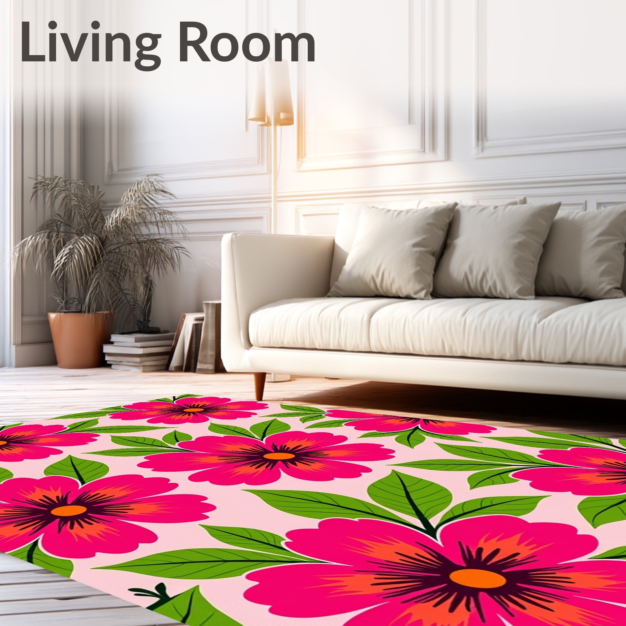 Vibrant Fuchsia Tropical Bloom Rug