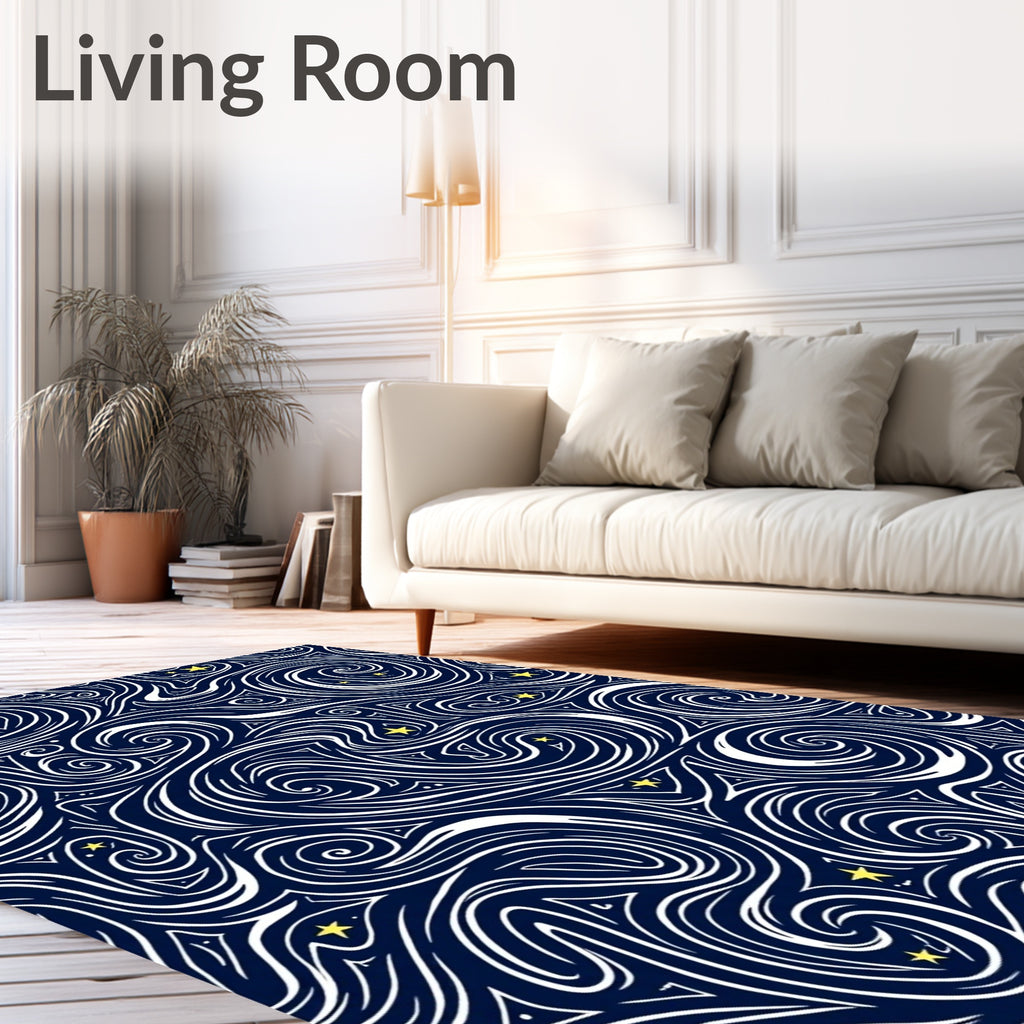 Midnight Swirl Starry Night Rug