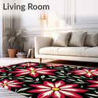 Bold Red White Floral Garden Rug