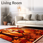 Dancing Fox Autumn Woodland Scene Rug