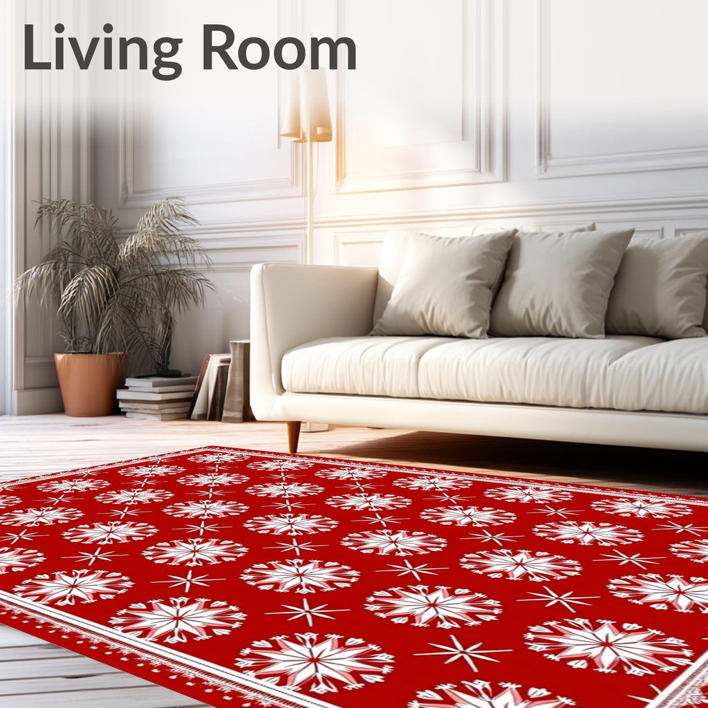 Crimson Red Starburst Medallion Rug