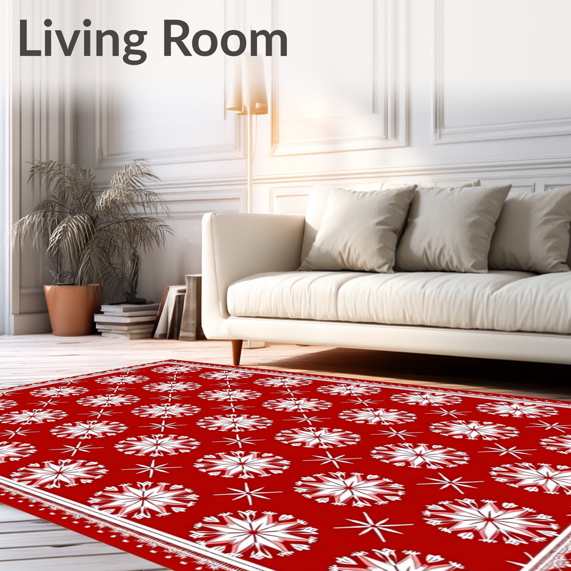Crimson Red Starburst Medallion Rug