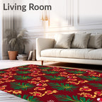 Crimson Tropical Foliage And Floral Rug