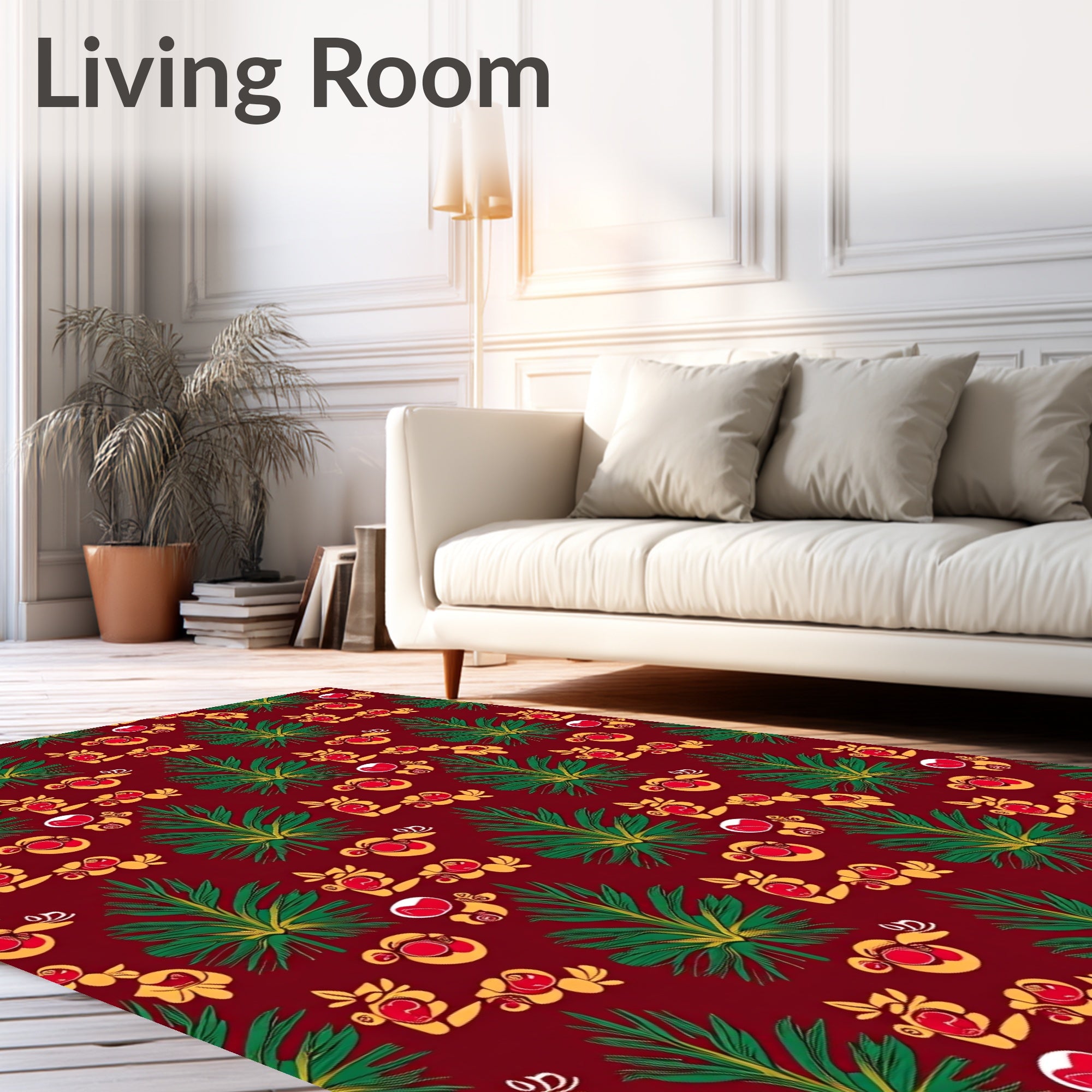 Crimson Tropical Foliage And Floral Rug