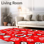 Red Santa Claus Snowflakes Alarm Clocks Rug