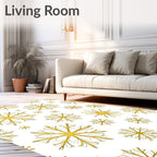 Elegant Gold Snowflake Scatter Rug
