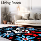 Black Husky Red Bow Snowflake Field Rug