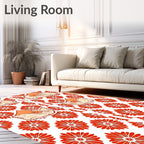 Coral Floral Medallion and Peach Cloud Rug