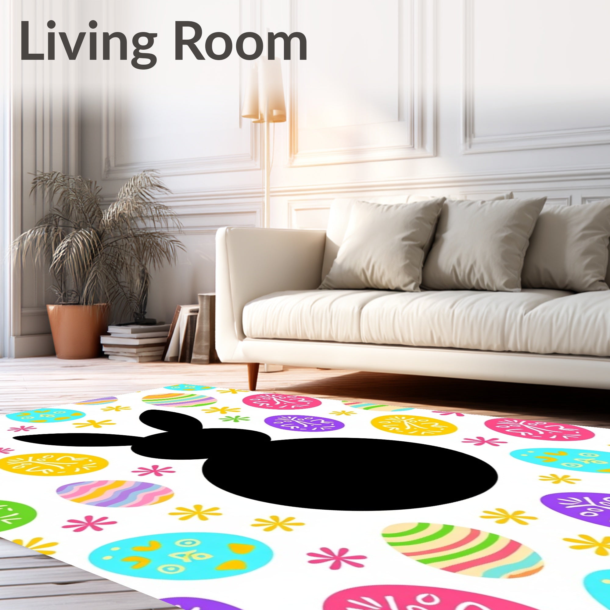 Easter Bunny Egg Garden Print Rug