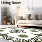 Dark Green Ornate Floral Medallion Rug