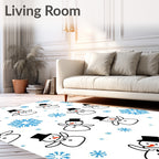 Whimsical Snowman Blue Snowflake Array Rug
