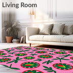 Pink Dragonfly Floral Medallion Rug