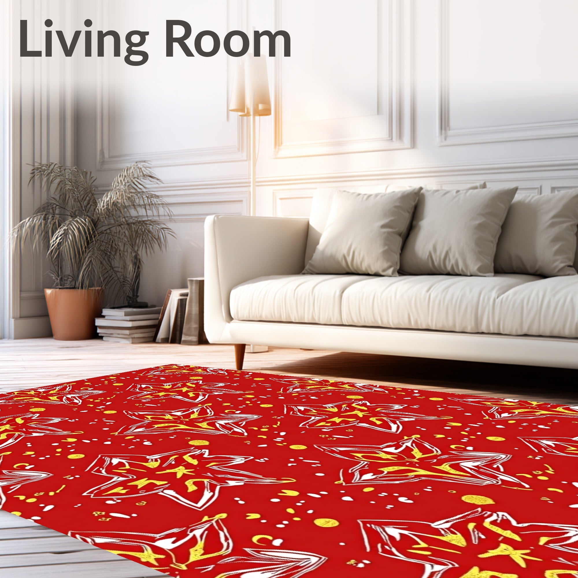 Crimson Starburst Splash Rug
