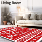Whimsical Red Snowman Forest Rug