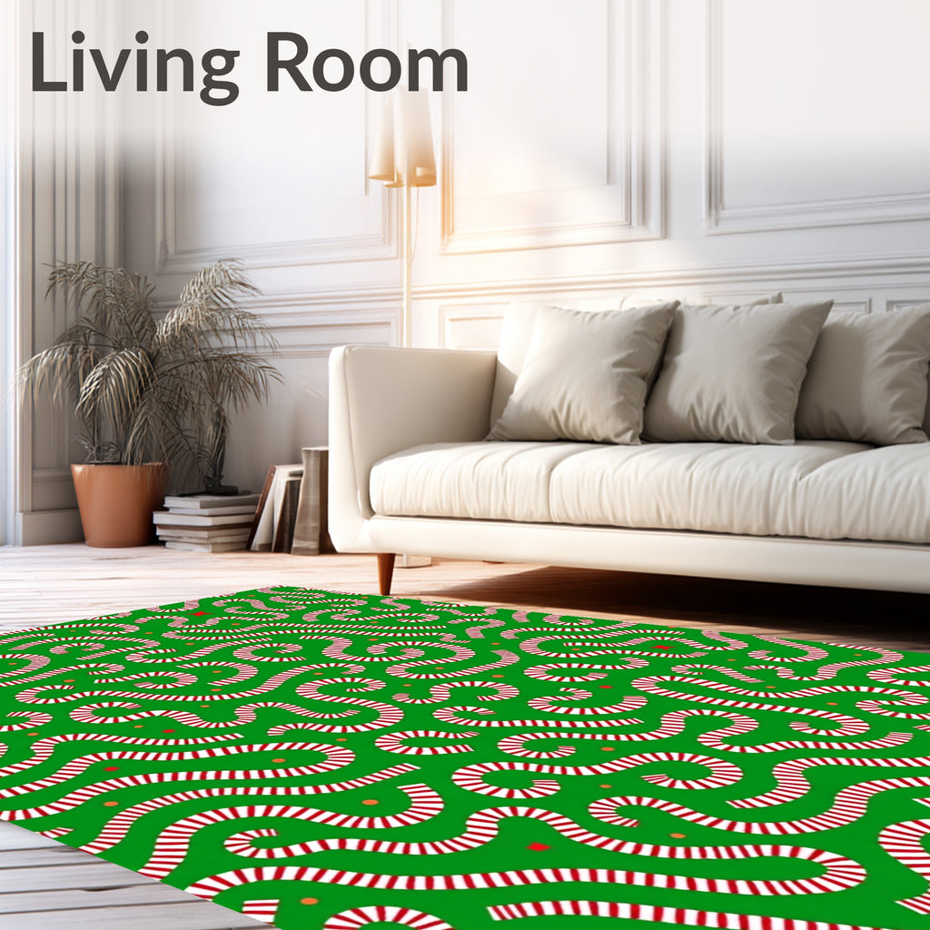 Whimsical Red Candy Cane Swirl Rug