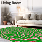 Whimsical Red Candy Cane Swirl Rug