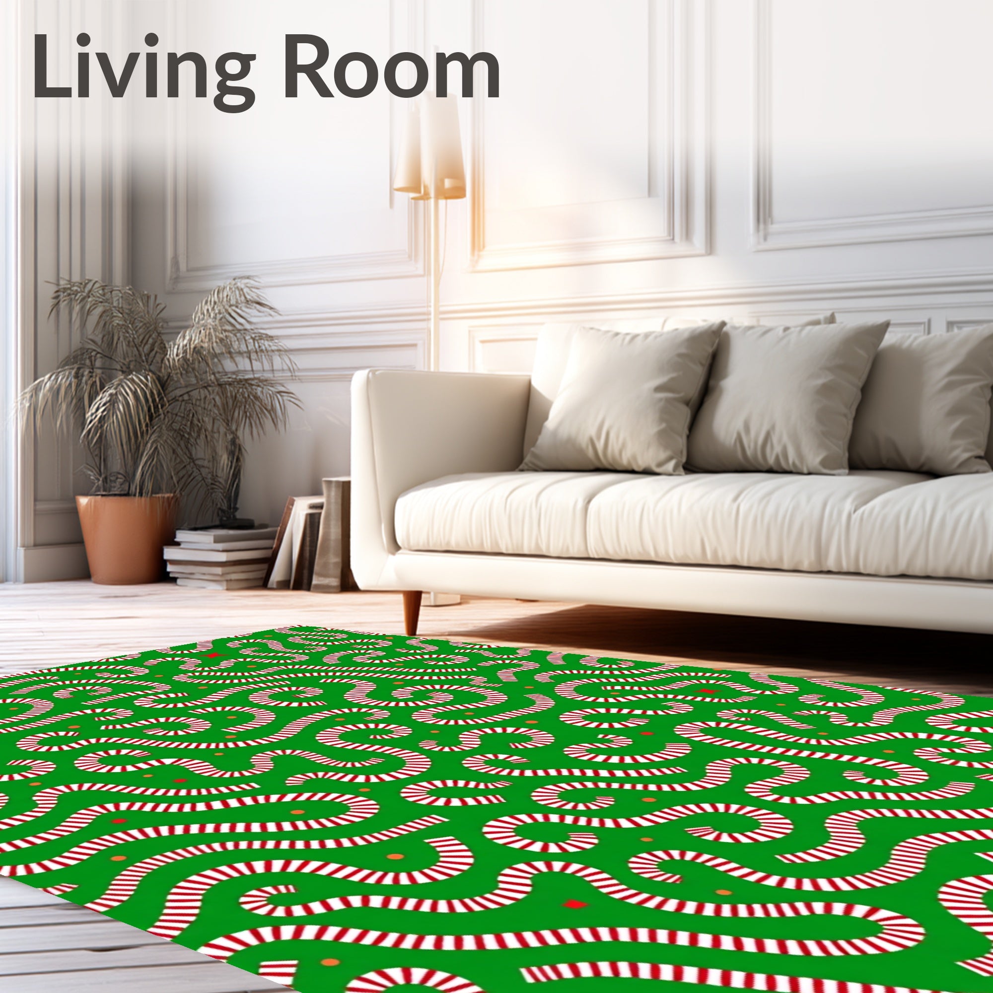 Whimsical Red Candy Cane Swirl Rug