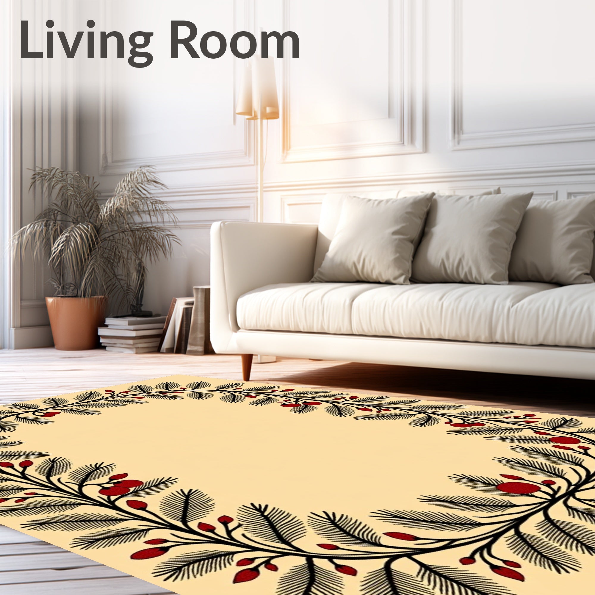 Black Crimson Foliage Border Rug