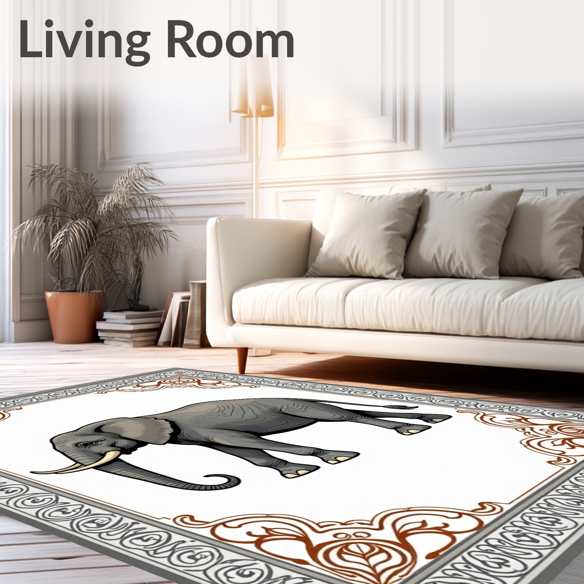 Gray Elephant Regal Border Rug
