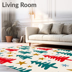 Crimson Teal Starfall Forest Scatter Rug