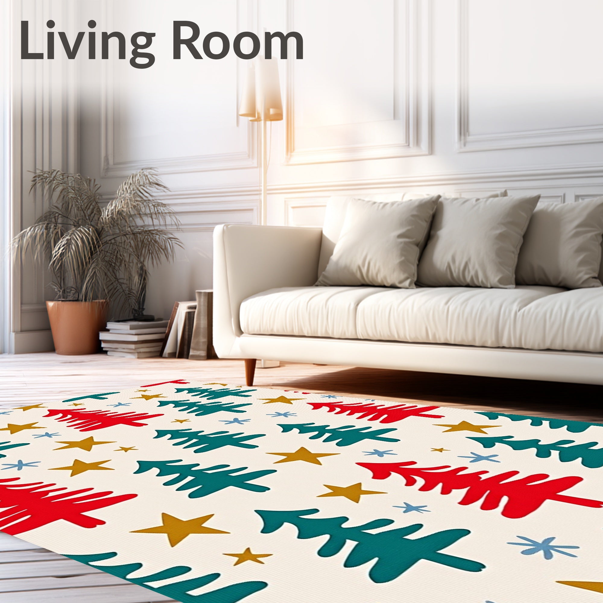 Crimson Teal Starfall Forest Scatter Rug